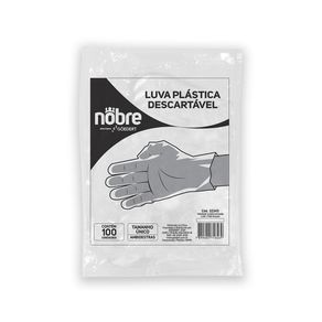 Sobre Luva Plástica Descartável Tamanho Único Com 100 - Nobre