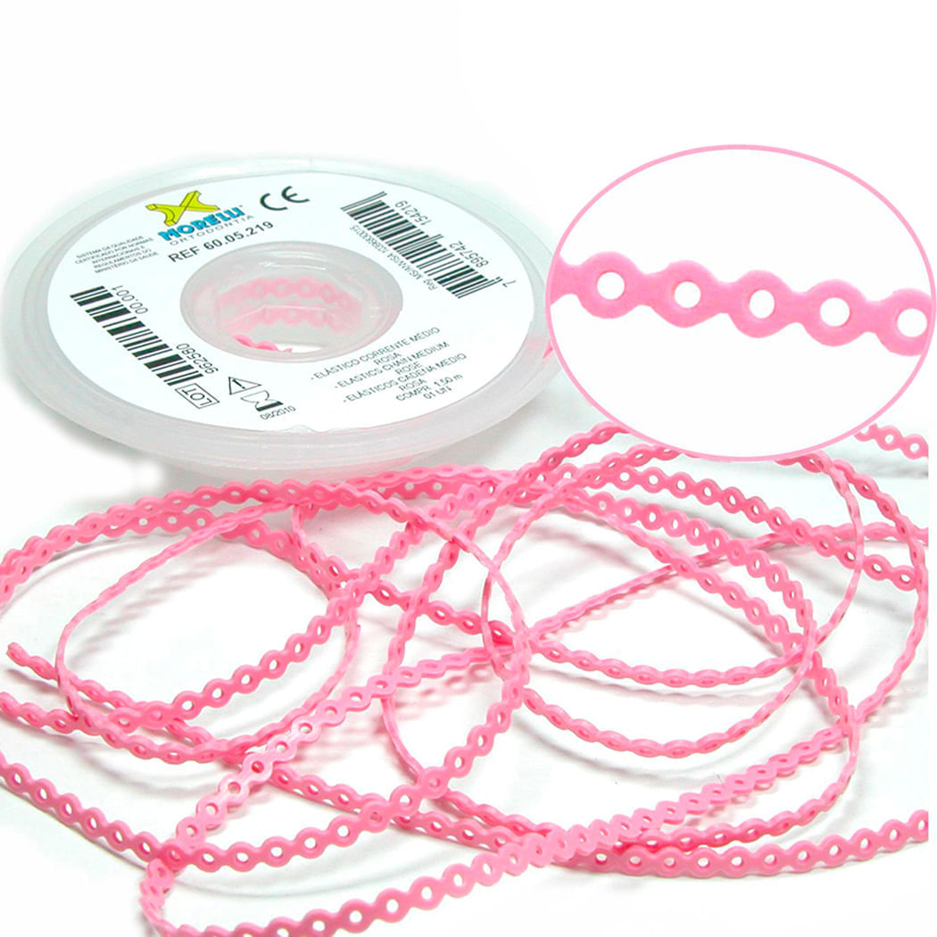 60.05.219 Elástico Corrente Médio Rosa Bebê 1,5m - Morelli