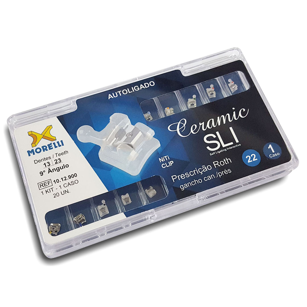 10.12.900 Kit De Bráquetes Prescrição Roth Ceramic Sli .022 Can 9° Ang Gancho Can Pres - Morelli