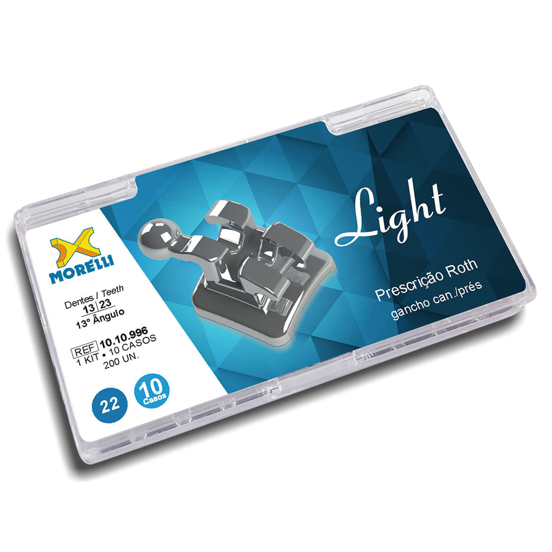 10.10.996 Kit de Bráquetes 10 Casos Prescrição Roth Light 0.22 Gancho Can./Prés - Morelli